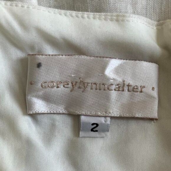Anthropologie Cory Lynn Calter Dress White Linen Cotton Embroidery Fit Flare 2 - Picture 6 of 11